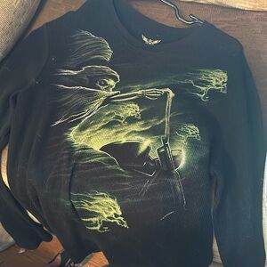 vintage long sleeve green and black shirt faded glory